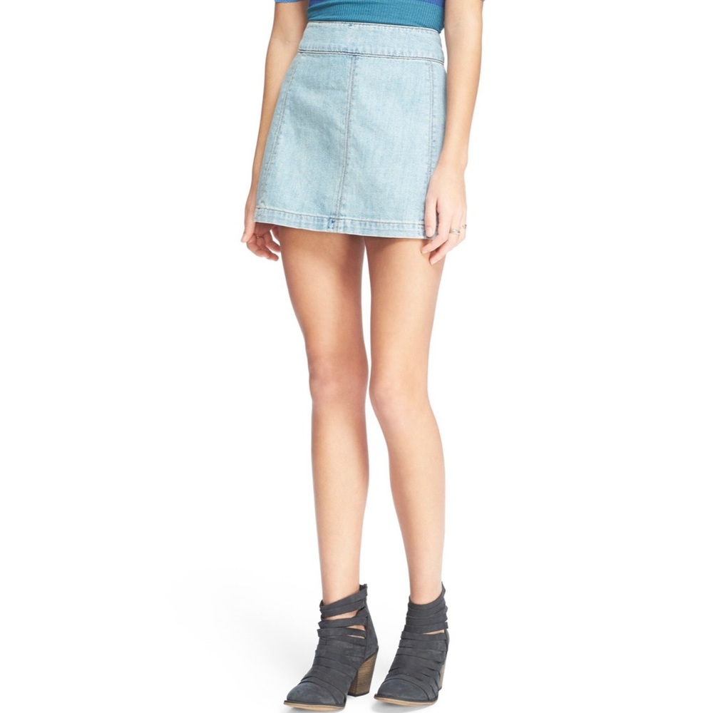 Free People Zip It Denim Miniskirt in‎ Beta Wash